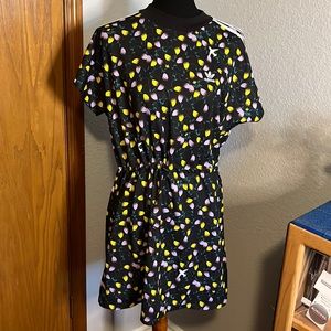 Adidas Floral/Airplane Print Drawstring Waist Dress